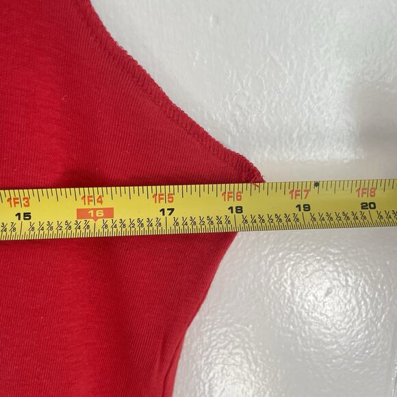 Y2K UBU Red Tank Top Sleeveless Knit Tee Contrast Hem Minimalist Streetwear S - Picture 6 of 7